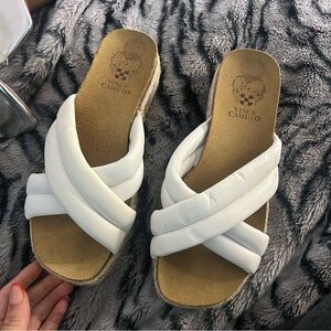 Vince Camuto White Crisscross Sandals